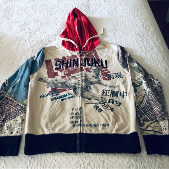 Lucky Brand Hoodie Jacket Embroidered Graphic With Appliqué Size L - Picture 5 of 14